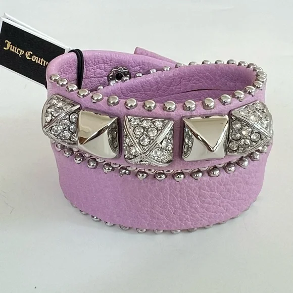 NWT Juicy Couture Lilac Leather Double Wrap Pyramid Stud Bracelet - Picture 3 of 10